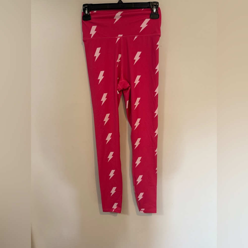 Spiritual Gangster Pink and White Lightning Leggings size small NWOT